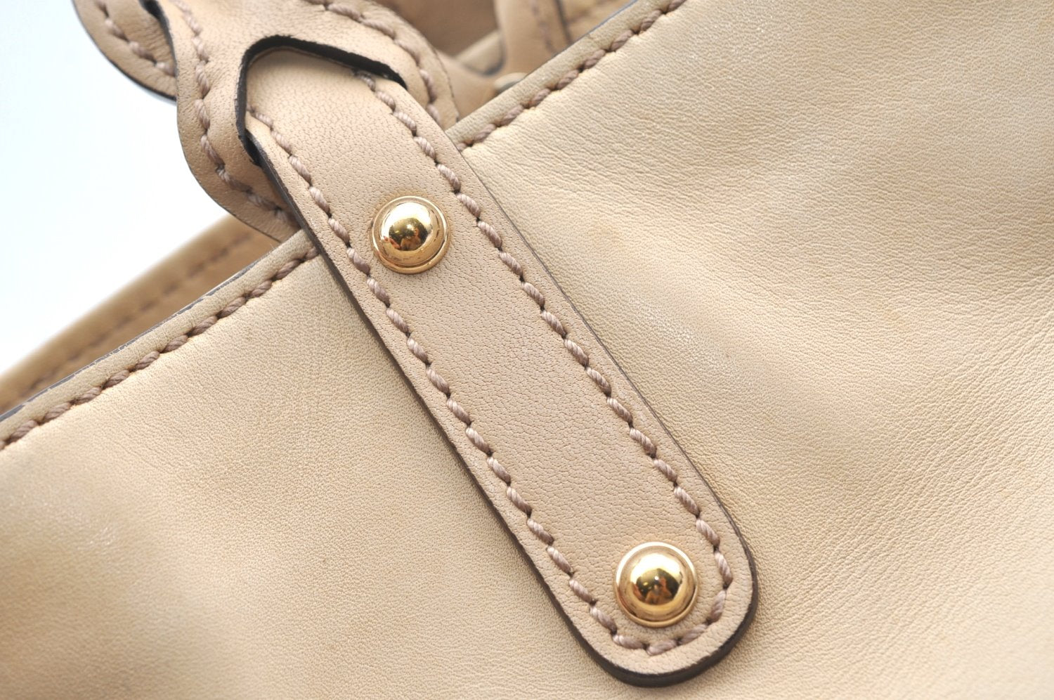 Authentic GUCCI Craft Logo Shoulder Tote Bag Purse Leather 269878 Beige K4507