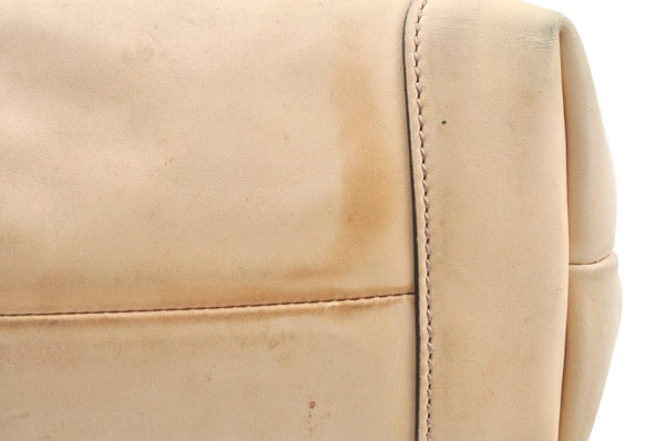 Authentic GUCCI Craft Logo Shoulder Tote Bag Purse Leather 269878 Beige K4507