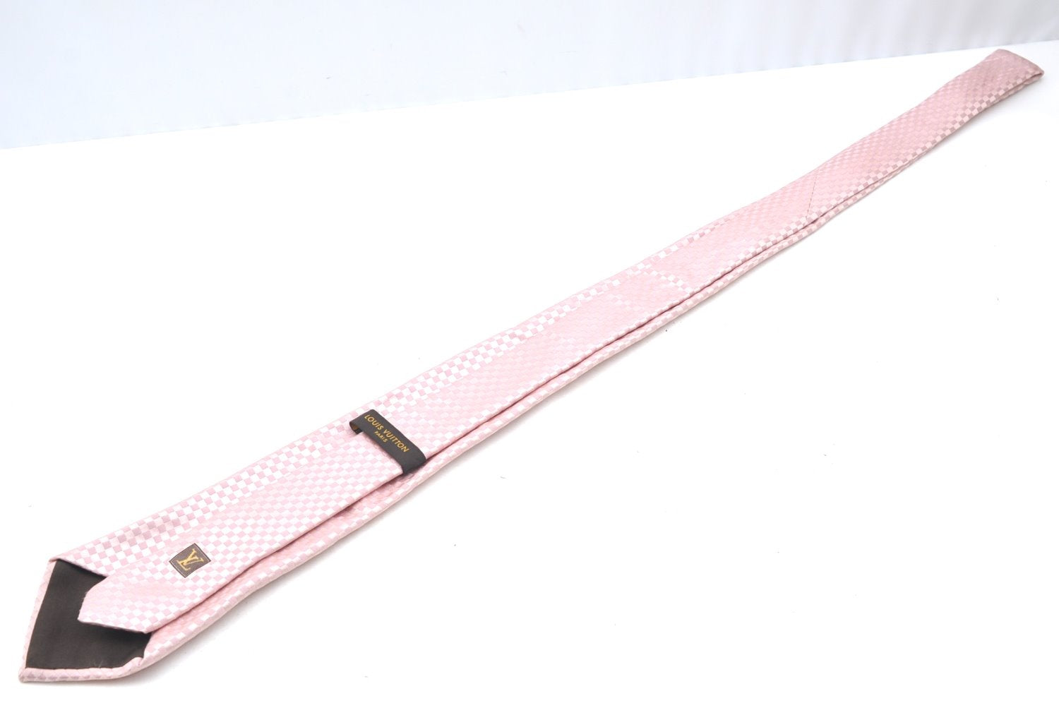 Authentic Louis Vuitton Damier Necktie Tie Silk Pink LV K4508