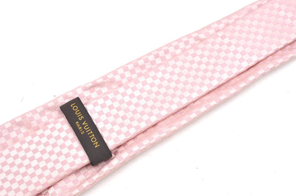 Authentic Louis Vuitton Damier Necktie Tie Silk Pink LV K4508