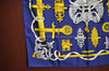 Authentic HERMES Carre 90 Scarf "FERRONNERIE" Silk Blue K4511