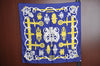 Authentic HERMES Carre 90 Scarf "FERRONNERIE" Silk Blue K4511