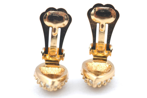 Authentic Christian Dior Vintage Rhinestone Earrings Gold Tone CD K4512