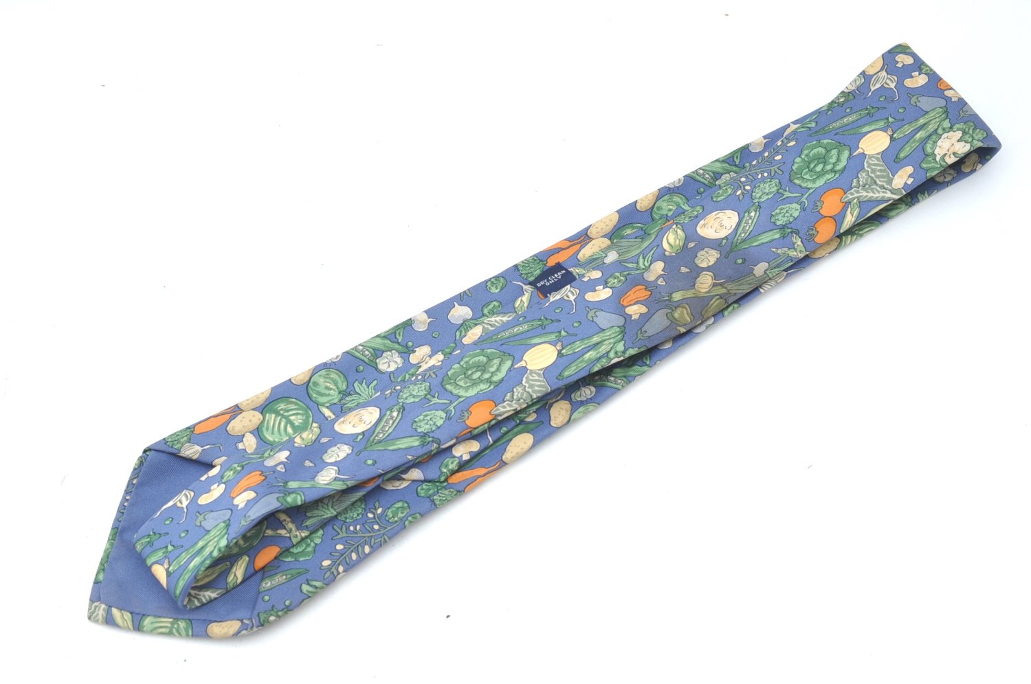 Authentic HERMES Tie Necktie Vegetable Pattern Silk 7460HA Blue K4513