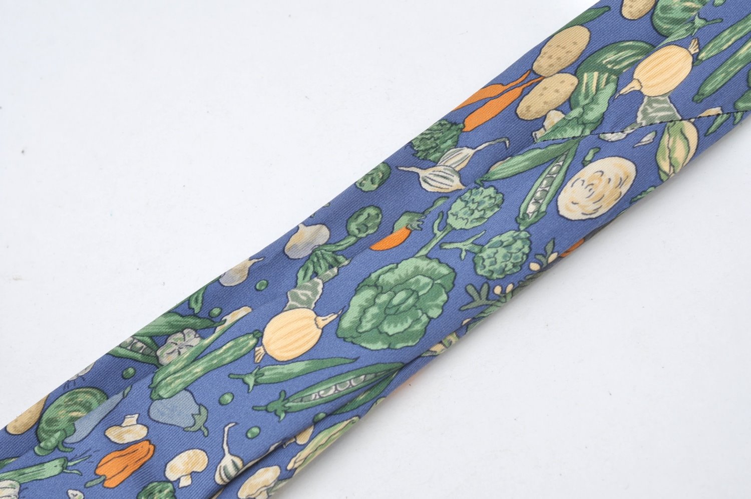 Authentic HERMES Tie Necktie Vegetable Pattern Silk 7460HA Blue K4513