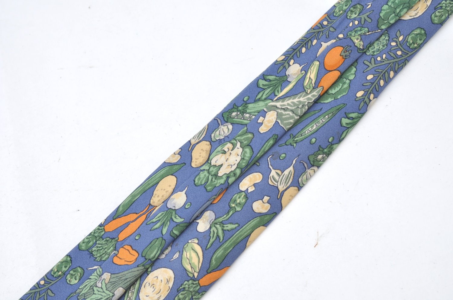 Authentic HERMES Tie Necktie Vegetable Pattern Silk 7460HA Blue K4513