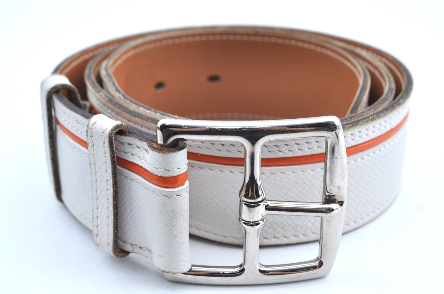 Authentic HERMES Leather Belt Size80cm 29.9-33.9