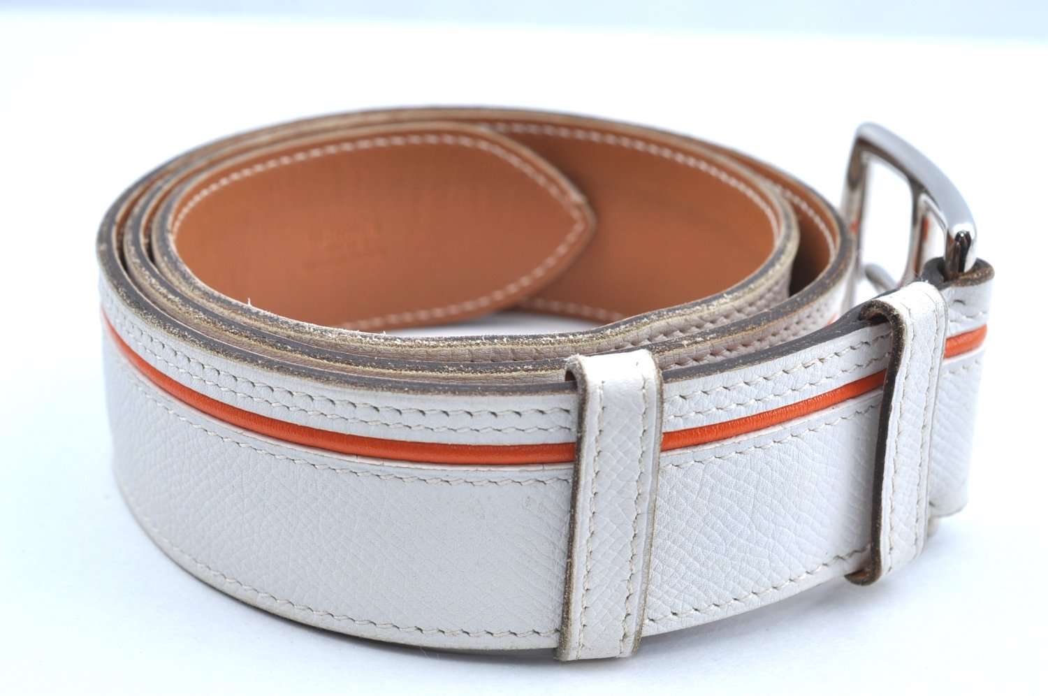 Authentic HERMES Leather Belt Size80cm 29.9-33.9