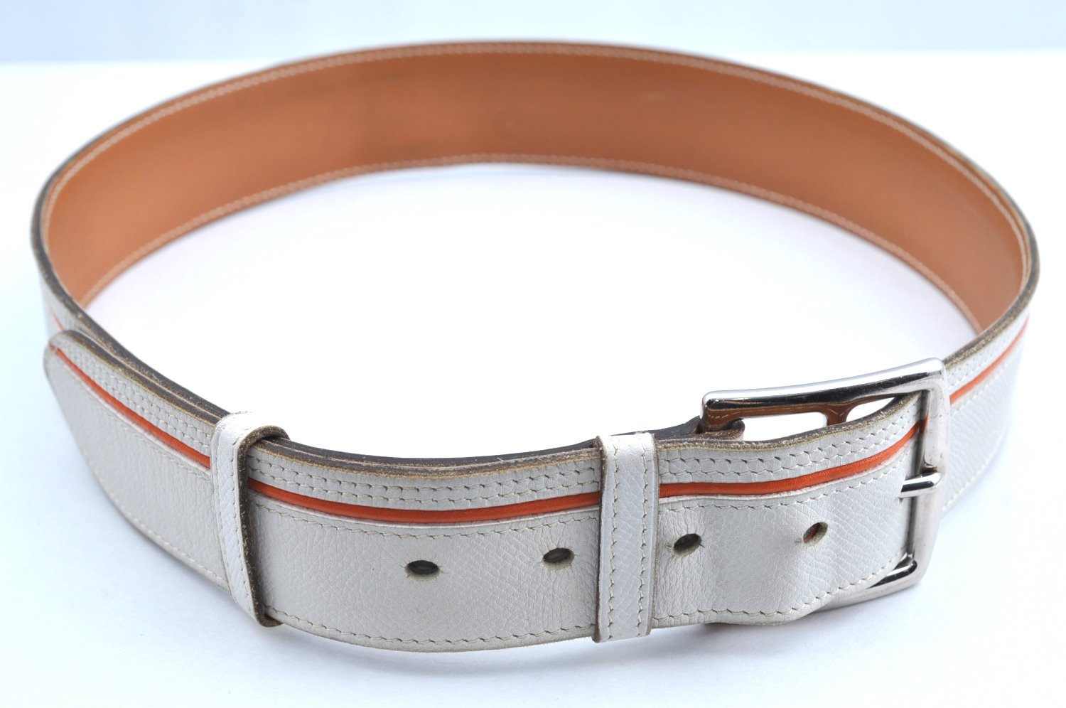 Authentic HERMES Leather Belt Size80cm 29.9-33.9