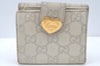 Auth GUCCI Lovely Heart Guccissima GG Leather Bifold Wallett 203548 White K4520