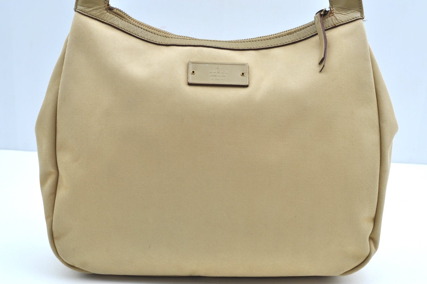 Authentic GUCCI Sherry Line Shoulder Bag Canvas Leather 90762 Beige K4521