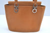 Authentic Salvatore Ferragamo Gancini Leather Hand Bag Brown K4524