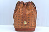 Auth MCM Visetos Leather Vintage Shoulder Drawstring Cross Body Bag Brown K4528