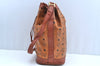 Auth MCM Visetos Leather Vintage Shoulder Drawstring Cross Body Bag Brown K4528