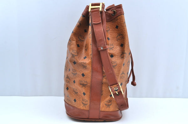 Auth MCM Visetos Leather Vintage Shoulder Drawstring Cross Body Bag Brown K4528