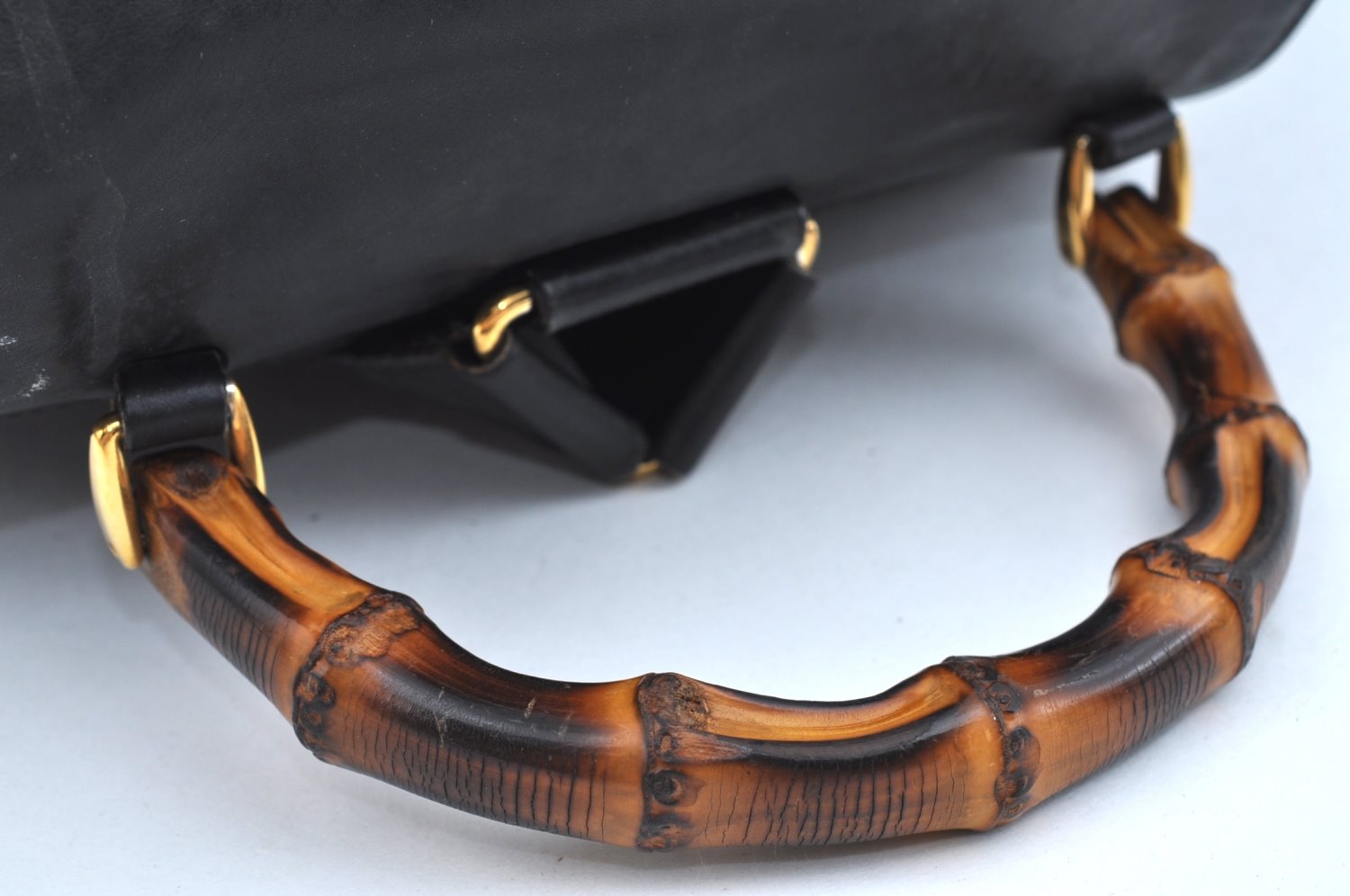 Authentic GUCCI Bamboo Backpack Leather Black K4530