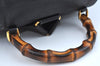 Authentic GUCCI Bamboo Backpack Leather Black K4530