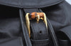 Authentic GUCCI Bamboo Backpack Leather Black K4530