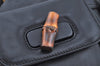 Authentic GUCCI Bamboo Backpack Leather Black K4530