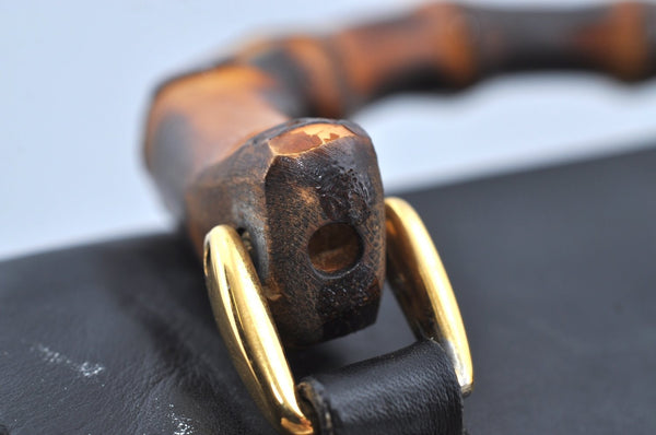 Authentic GUCCI Bamboo Backpack Leather Black K4530