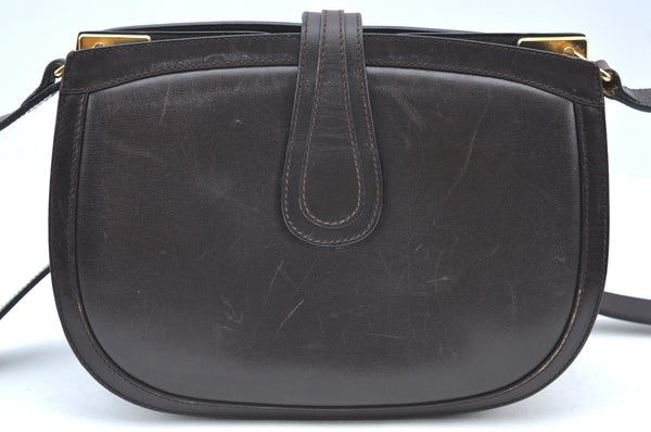 Authentic GUCCI Shoulder Cross Body Bag GG Leather Purse Brown K4533