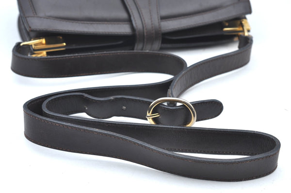 Authentic GUCCI Shoulder Cross Body Bag GG Leather Purse Brown K4533