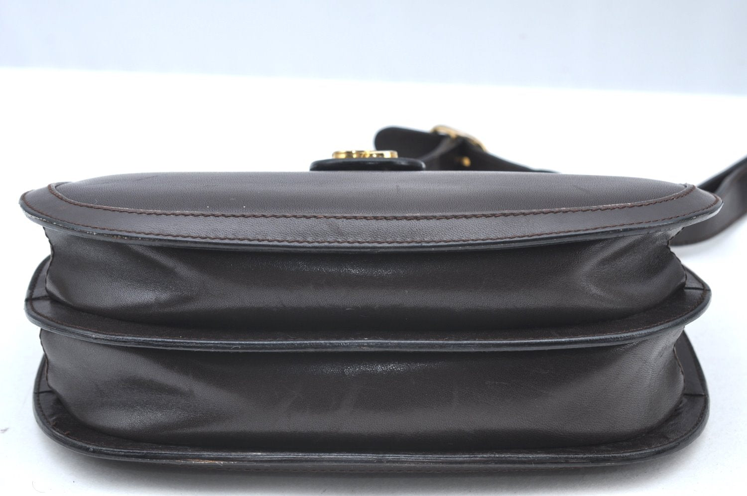 Authentic GUCCI Shoulder Cross Body Bag GG Leather Purse Brown K4533