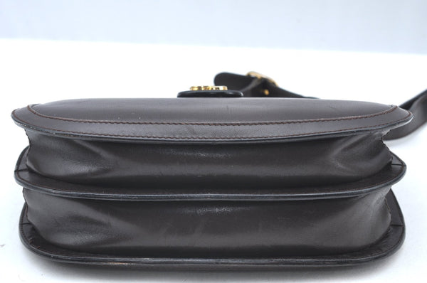 Authentic GUCCI Shoulder Cross Body Bag GG Leather Purse Brown K4533