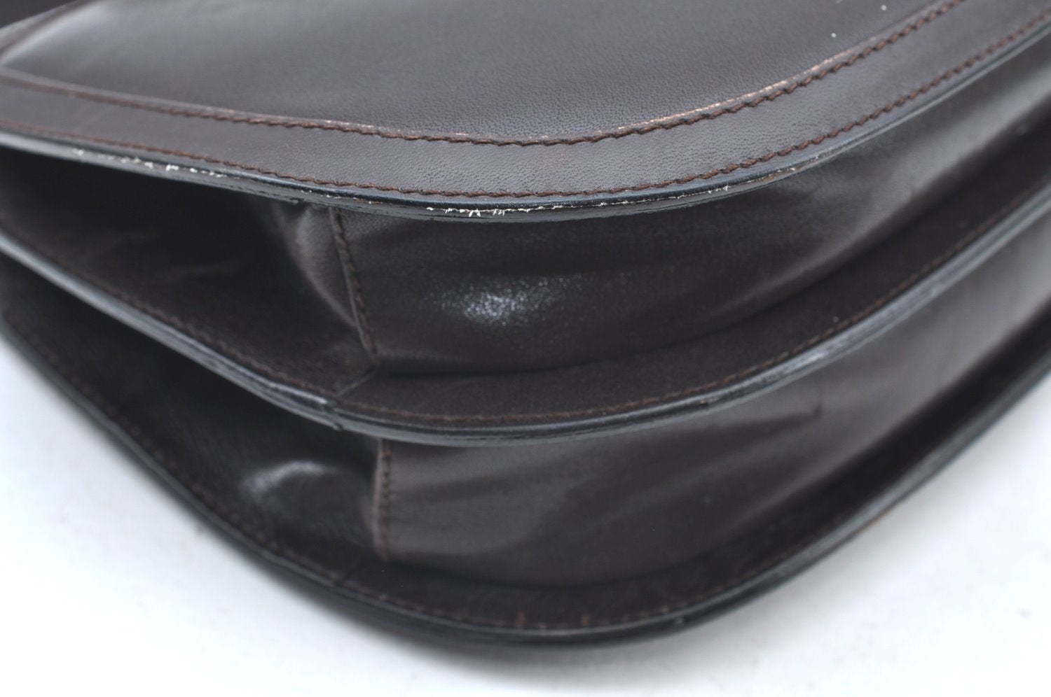 Authentic GUCCI Shoulder Cross Body Bag GG Leather Purse Brown K4533