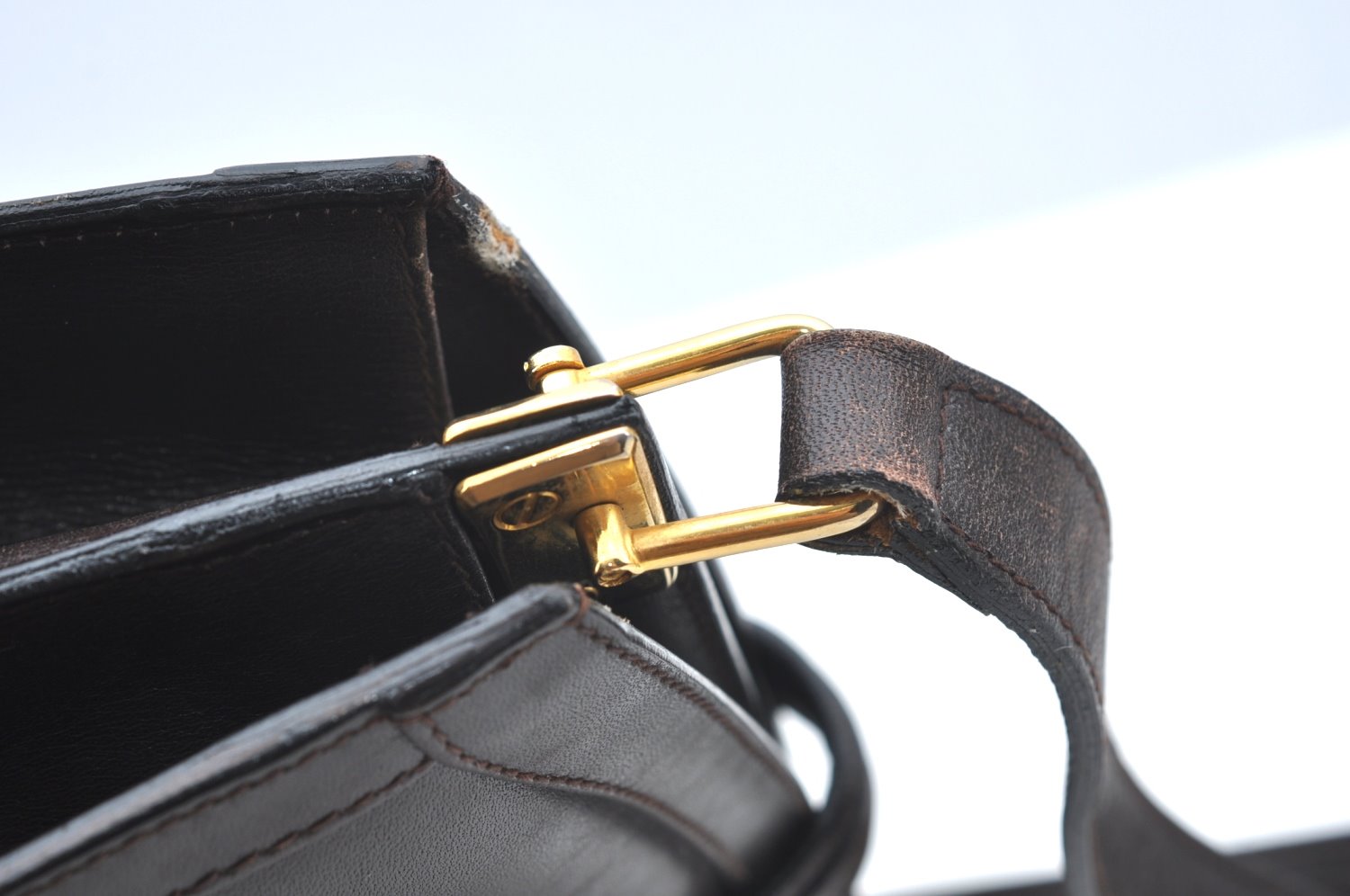 Authentic GUCCI Shoulder Cross Body Bag GG Leather Purse Brown K4533