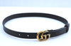 Authentic GUCCI Belt GG 24-28"Leather 409417 Black K4537