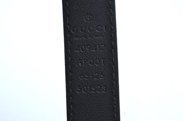 Authentic GUCCI Belt GG 24-28"Leather 409417 Black K4537