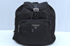 Authentic PRADA Nylon Tessuto Leather Backpack Black K4538