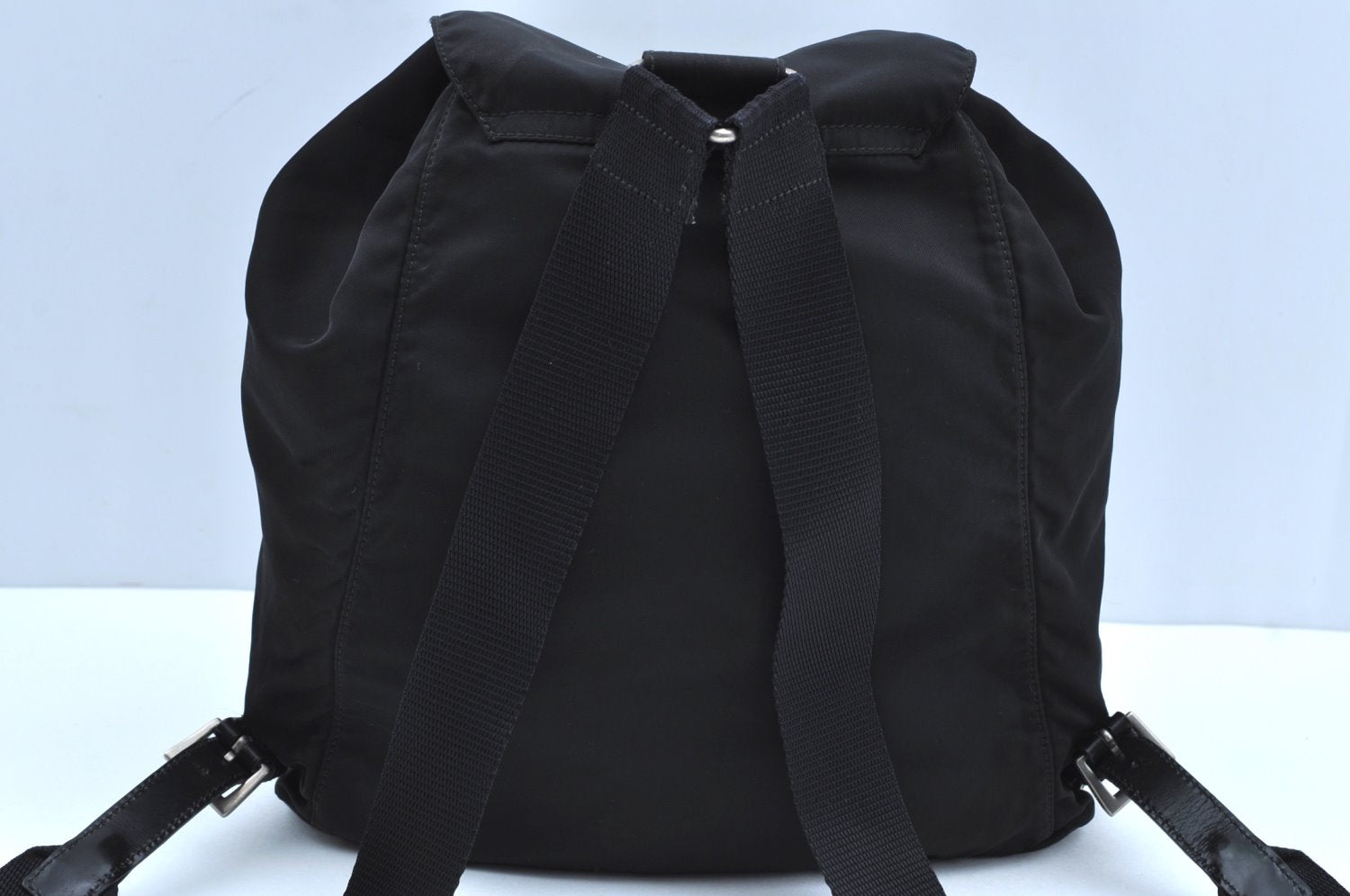 Authentic PRADA Nylon Tessuto Leather Backpack Black K4538