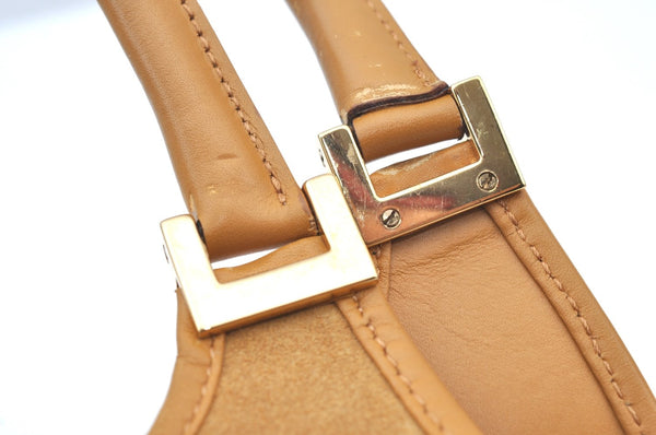 Authentic GUCCI Jackie Shoulder Hand Bag GG Suede Leather 0021068 Brown K4539