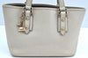 Authentic GUCCI Vintage Hand Tote Bag Leather 147654 White K4540