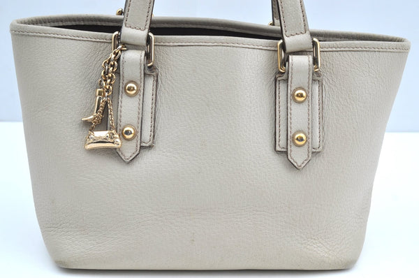 Authentic GUCCI Vintage Hand Tote Bag Leather 147654 White K4540