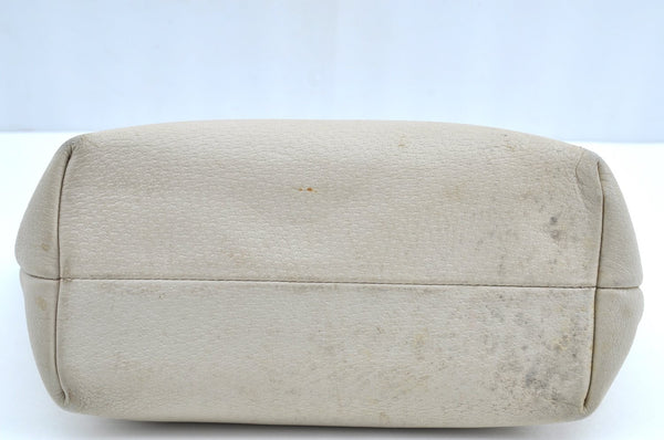 Authentic GUCCI Vintage Hand Tote Bag Leather 147654 White K4540