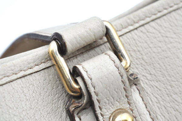 Authentic GUCCI Vintage Hand Tote Bag Leather 147654 White K4540