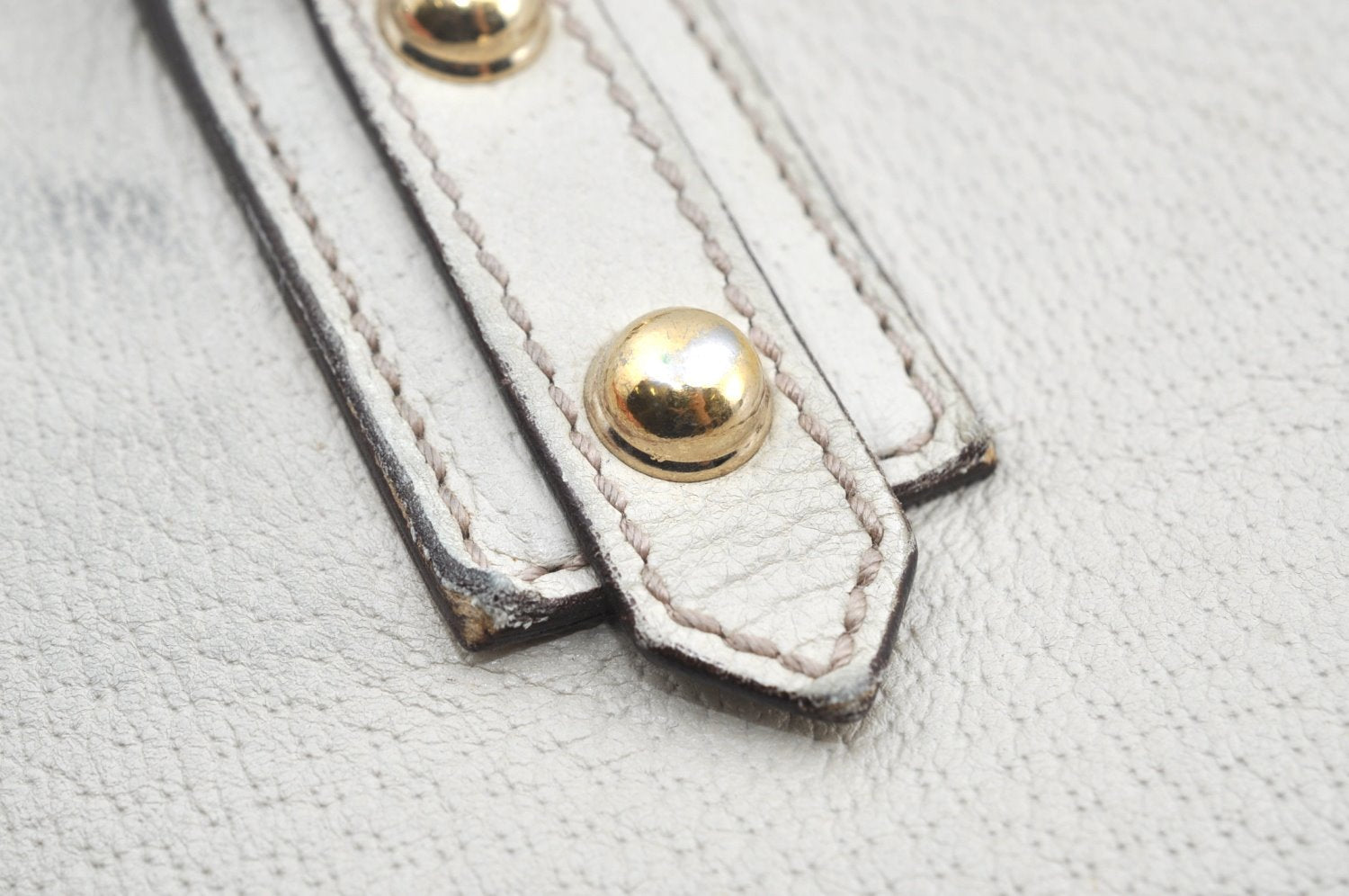 Authentic GUCCI Vintage Hand Tote Bag Leather 147654 White K4540