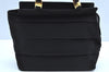 Authentic Salvatore Ferragamo Nylon Leather Hand Bag Purse Black SF K4542