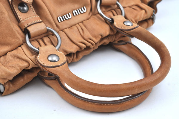 Authentic MIU MIU Leather 2Way Shoulder Hand Bag Brown K4543