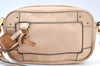 Auth Chloe Eden Fringe Shoulder Cross Body Bag Purse Leather Light Beige K4545