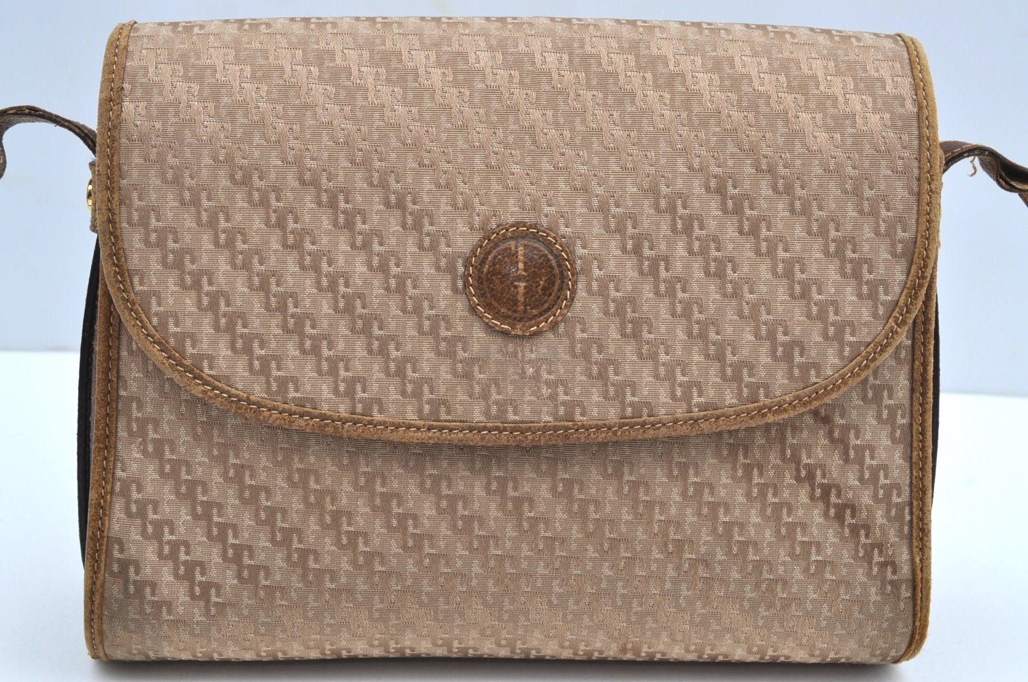 Authentic GUCCI Shoulder Cross Body Bag Purse Canvas Leather Brown K4547