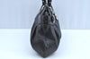 Authentic Salvatore Ferragamo Gancini Leather Shoulder Hand Bag Black K4548