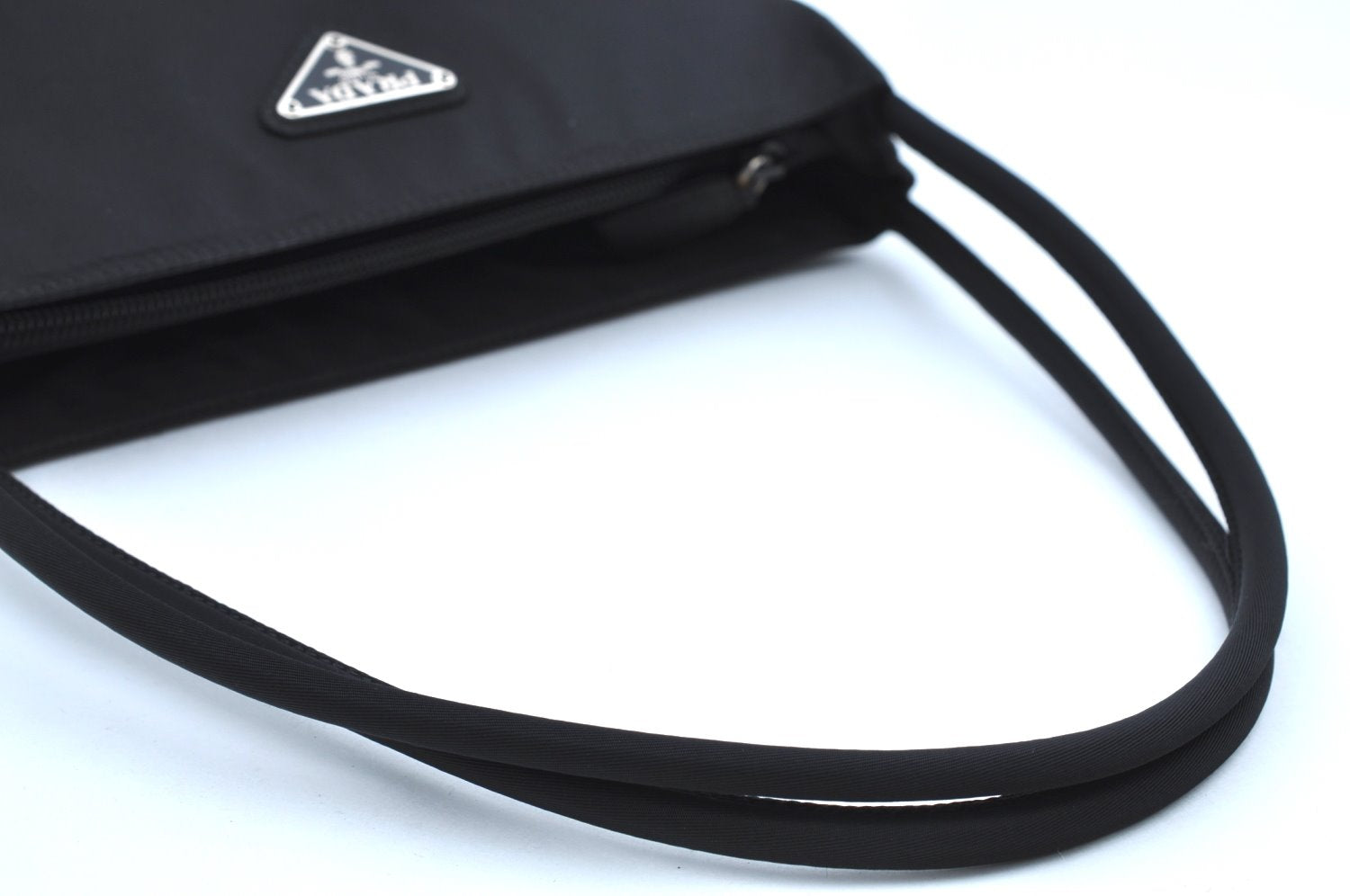 Authentic PRADA Nylon Tessuto Leather Shoulder Hand Bag Purse Black K4549