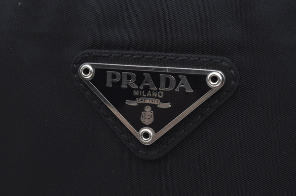 Authentic PRADA Nylon Tessuto Leather Shoulder Hand Bag Purse Black K4549