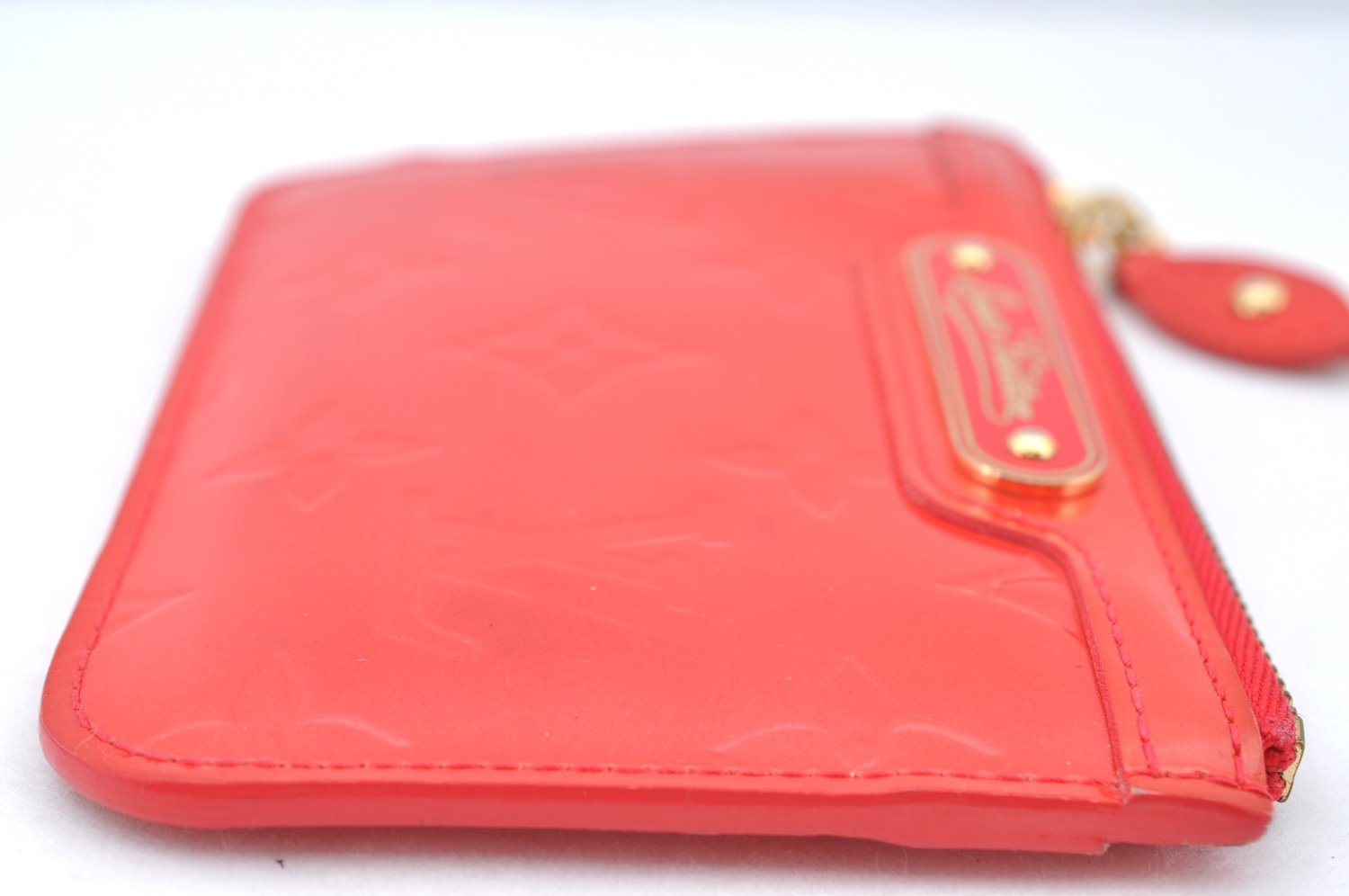 Authentic Louis Vuitton Vernis Pochette Cles NM Coin Purse Case M91669 Red K4550