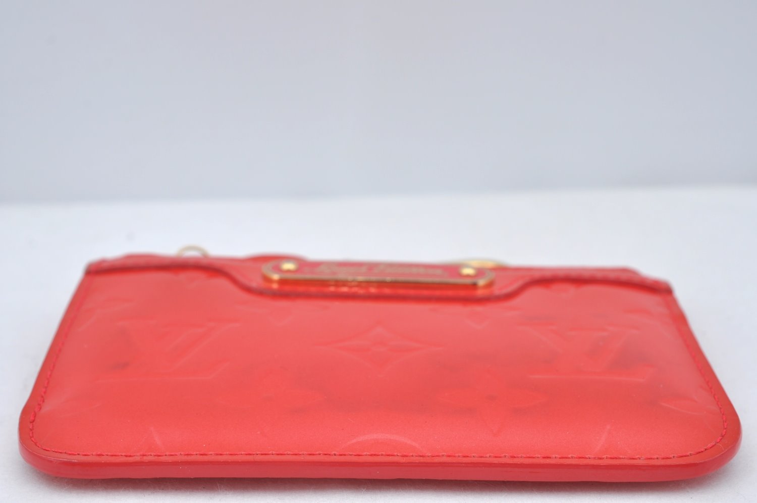 Authentic Louis Vuitton Vernis Pochette Cles NM Coin Purse Case M91669 Red K4550