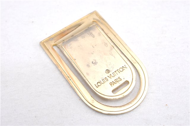 Auth Louis Vuitton Pince a Billets Porte Address Money Clip Gold M65068 LV K4561